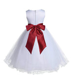 White Formal Wedding Pageant Special Occasions Rattail Edge Tulle Flower Girl Dress 829S(1)