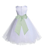 White Formal Wedding Pageant Special Occasions Rattail Edge Tulle Flower Girl Dress 829S(4)