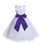 White Formal Wedding Pageant Special Occasions Rattail Edge Tulle Flower Girl Dress 829S(4)