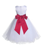 White Formal Wedding Pageant Special Occasions Rattail Edge Tulle Flower Girl Dress 829S(4)
