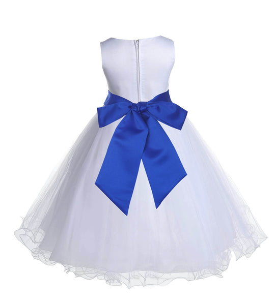 White Formal Wedding Pageant Special Occasions Rattail Edge Tulle Flower Girl Dress 829S(4)