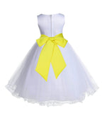 White Formal Wedding Pageant Special Occasions Rattail Edge Tulle Flower Girl Dress 829S(4)