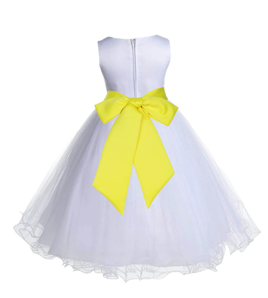 White Formal Wedding Pageant Special Occasions Rattail Edge Tulle Flower Girl Dress 829S(4)