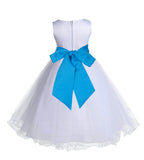 White Formal Wedding Pageant Special Occasions Rattail Edge Tulle Flower Girl Dress 829S(4)