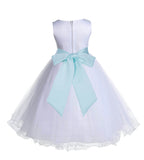 White Formal Wedding Pageant Special Occasions Rattail Edge Tulle Flower Girl Dress 829S(4)