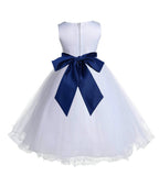White Formal Wedding Pageant Special Occasions Rattail Edge Tulle Flower Girl Dress 829S(2)