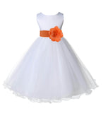 White Formal Wedding Pageant Special Occasions Rattail Edge Tulle Flower Girl Dress 829S(2)