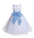 White Formal Wedding Pageant Special Occasions Rattail Edge Tulle Flower Girl Dress 829S(2)