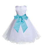 White Formal Wedding Pageant Special Occasions Rattail Edge Tulle Flower Girl Dress 829S(4)