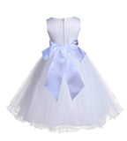 White Formal Wedding Pageant Special Occasions Rattail Edge Tulle Flower Girl Dress 829S(1)