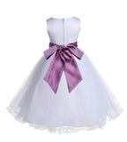 White Formal Wedding Pageant Special Occasions Rattail Edge Tulle Flower Girl Dress 829S(2)