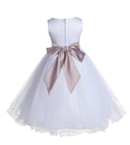 White Formal Wedding Pageant Special Occasions Rattail Edge Tulle Flower Girl Dress 829S(5)