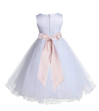 White Formal Wedding Pageant Special Occasions Rattail Edge Tulle Flower Girl Dress 829S(5)