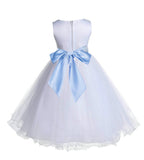 White Formal Wedding Pageant Special Occasions Rattail Edge Tulle Flower Girl Dress 829S(5)