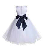 White Formal Wedding Pageant Special Occasions Rattail Edge Tulle Flower Girl Dress 829S(5)