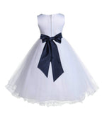 White Formal Wedding Pageant Special Occasions Rattail Edge Tulle Flower Girl Dress 829S(5)