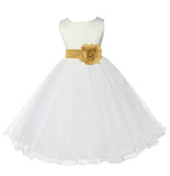 Ivory Formal Wedding Pageant Special Occasions Rattail Edge Tulle Flower Girl Dress 829S(5)