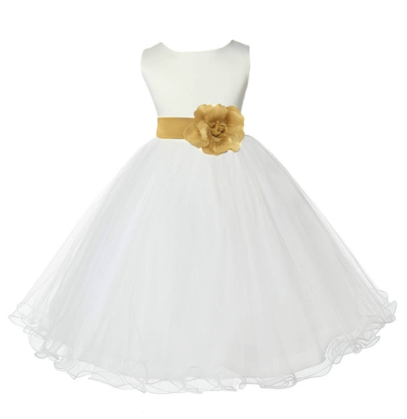 Ivory Formal Wedding Pageant Special Occasions Rattail Edge Tulle Flower Girl Dress 829S(5)