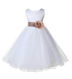 White Formal Wedding Pageant Special Occasions Rattail Edge Tulle Flower Girl Dress 829S(4)