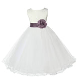 Ivory Formal Wedding Pageant Special Occasions Rattail Edge Tulle Flower Girl Dress 829S(5)