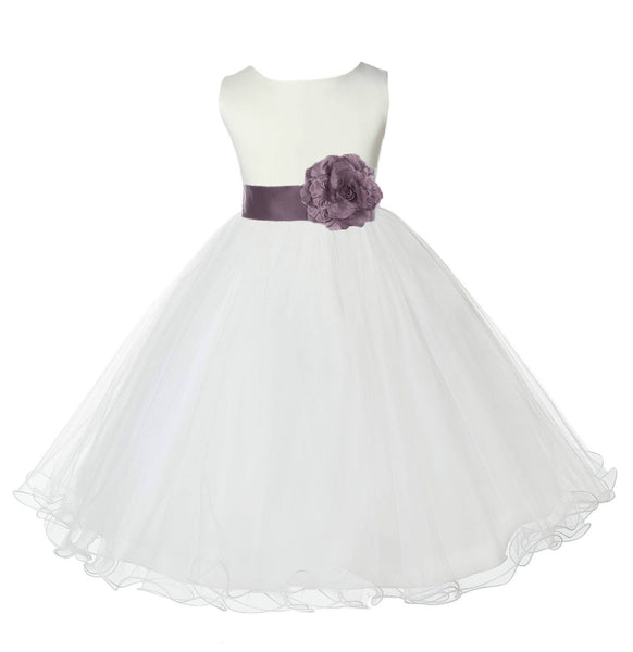Ivory Formal Wedding Pageant Special Occasions Rattail Edge Tulle Flower Girl Dress 829S(5)