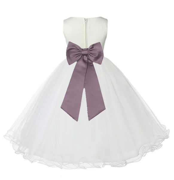 Ivory Formal Wedding Pageant Special Occasions Rattail Edge Tulle Flower Girl Dress 829T(2)