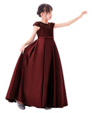 Illusion Lace Cap Sleeves Flower Girl Dress Elegant Princess Junior Bridesmaid Ballroom Dance L246