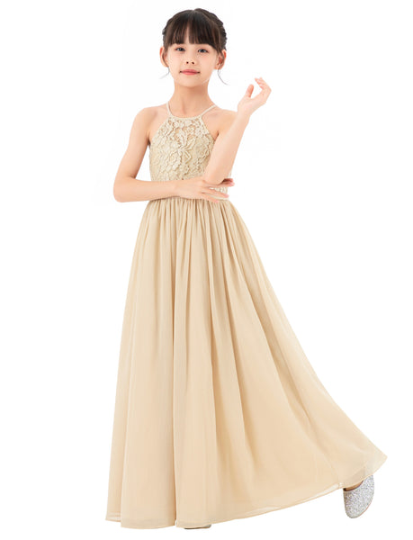 Halter Lace Criss-Cross Flower Girl Dress Wedding Reception Father Daughter Dance Photoshoots L248