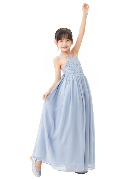 Halter Lace Criss-Cross Flower Girl Dress Wedding Reception Father Daughter Dance Photoshoots L248