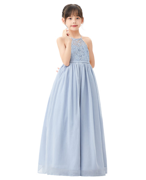 Halter Lace Criss-Cross Flower Girl Dress Wedding Reception Father Daughter Dance Photoshoots L248