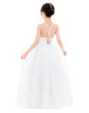 Halter Lace Criss-Cross Flower Girl Dress Wedding Reception Father Daughter Dance Photoshoots L248
