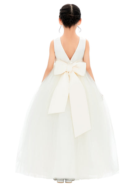 V-Back Flower Girl Dress with Rhinestones Formal Photoshoots Graduation Ceremony Dance Recital PR123