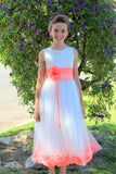 Ivory Tulle Floral Rose Petals Princess Wedding Pageant Recital Birthday Flower Girl Dress 007(1)
