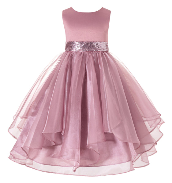 Sequin Ruffles Organza Flower Girl Dress Toddler Wedding Pageant Party Recital Special Event 012S(1)
