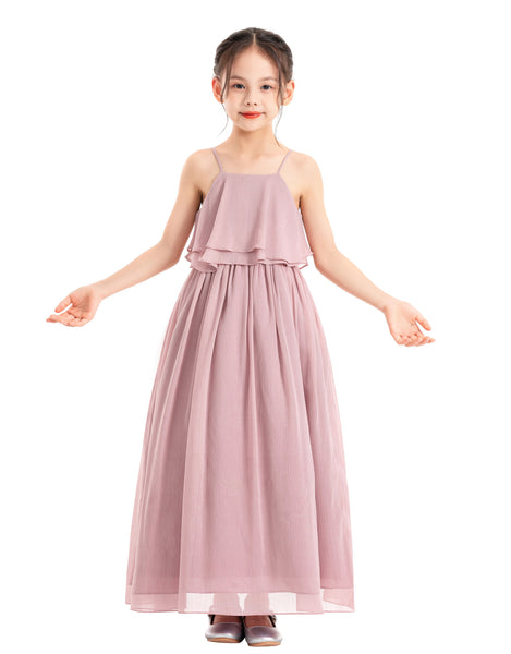A-Line Ruffle Chiffon Flower Girl Dresses for Special Occasions Junior Pageant Princess Gown 192