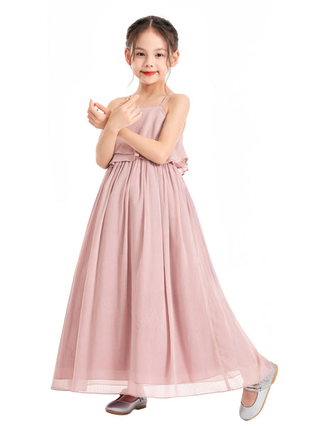 A-Line Ruffle Chiffon Flower Girl Dresses for Special Occasions Junior Pageant Princess Gown 192