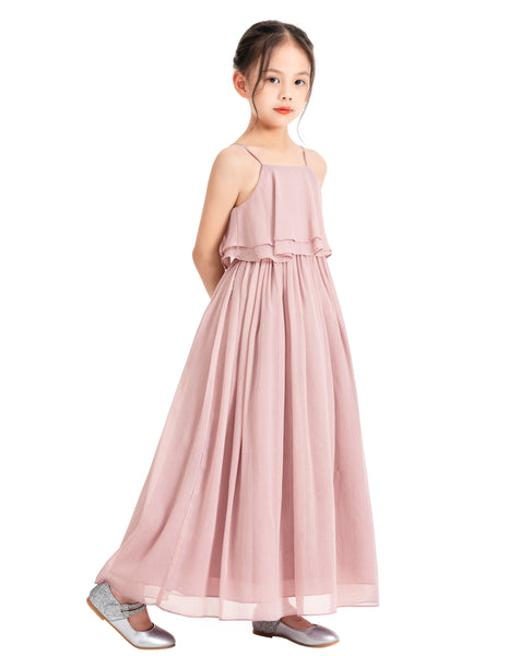 A-Line Ruffle Chiffon Flower Girl Dresses for Special Occasions Junior Pageant Princess Gown 192