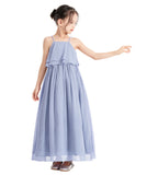 A-Line Ruffle Chiffon Flower Girl Dresses for Special Occasions Junior Pageant Princess Gown 192