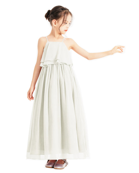 A-Line Ruffle Chiffon Flower Girl Dresses for Special Occasions Junior Pageant Princess Gown 192