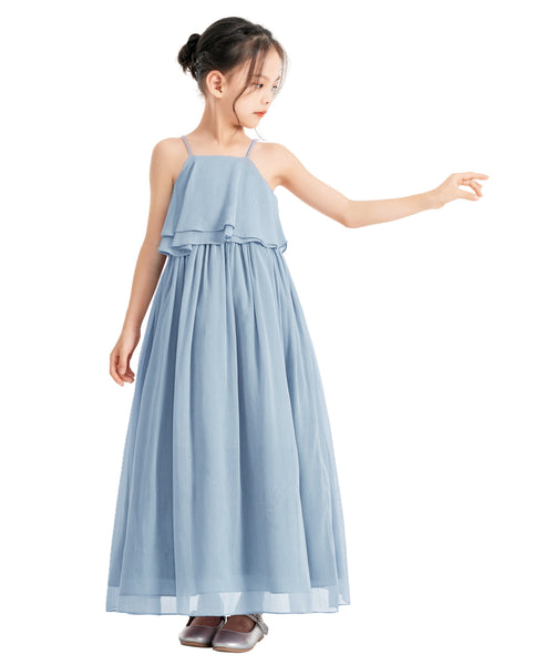 A-Line Ruffle Chiffon Flower Girl Dresses for Special Occasions Junior Pageant Princess Gown 192
