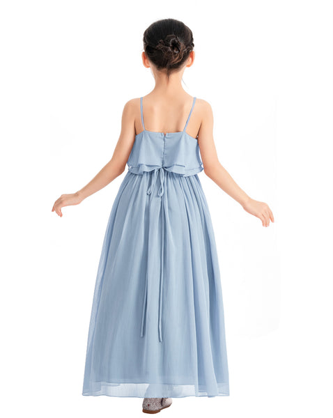 A-Line Ruffle Chiffon Flower Girl Dresses for Special Occasions Junior Pageant Princess Gown 192