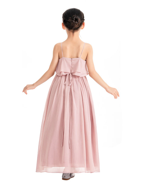 A-Line Ruffle Chiffon Flower Girl Dresses for Special Occasions Junior Pageant Princess Gown 192