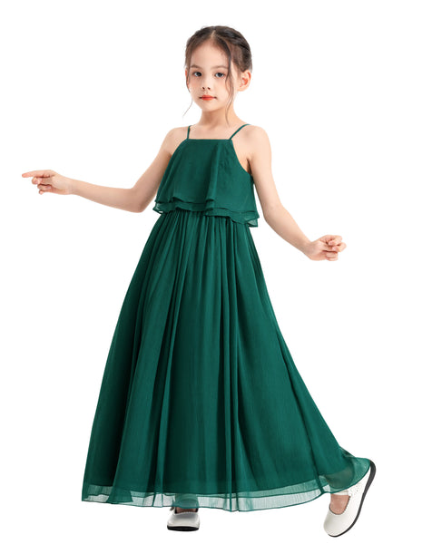 A-Line Ruffle Chiffon Flower Girl Dresses for Special Occasions Junior Pageant Princess Gown 192