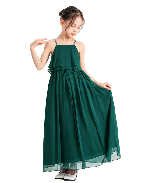 A-Line Ruffle Chiffon Flower Girl Dresses for Special Occasions Junior Pageant Princess Gown 192