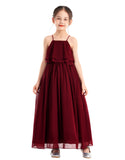 A-Line Ruffle Chiffon Flower Girl Dresses for Special Occasions Junior Pageant Princess Gown 192