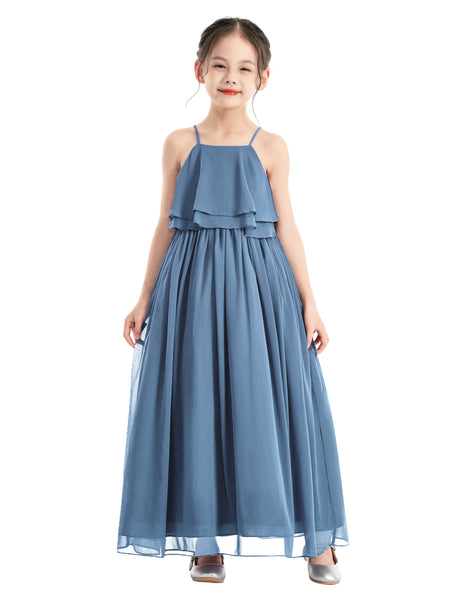A-Line Ruffle Chiffon Flower Girl Dresses for Special Occasions Junior Pageant Princess Gown 192