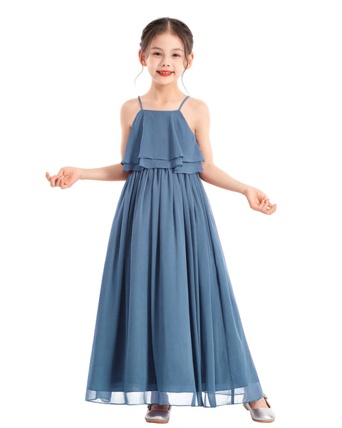 A-Line Ruffle Chiffon Flower Girl Dresses for Special Occasions Junior Pageant Princess Gown 192
