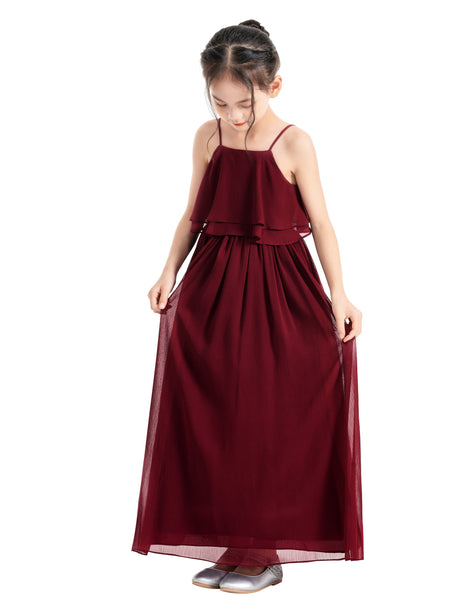 A-Line Ruffle Chiffon Flower Girl Dresses for Special Occasions Junior Pageant Princess Gown 192