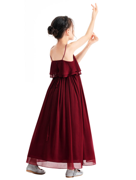 A-Line Ruffle Chiffon Flower Girl Dresses for Special Occasions Junior Pageant Princess Gown 192