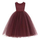 V-Back Satin Flower Girl Dress Elegant Pretty Princess Gown Ceremonial Dresses for Toddlers 219T(2)